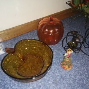 Apple shaped dish anchor hocking pumpkin cookie